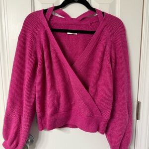 Anthropologie Pink V-Neck Sweater Wrap Style